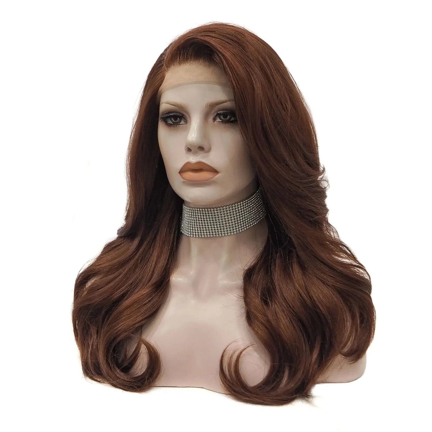 22 Inches / N9-350-GL Celebrity 22inch 150% Density #350 Natural Color Wave pre plucked hairline synthetic lace wigs heat resistant