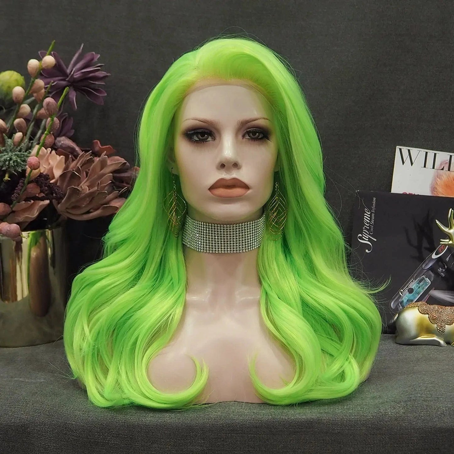 22 Inches / N9-C181 Celebrity 22inch Over Shoulder Hair Medium Length Lace Front Wig Synthetic Hair Wigs with Pre-plucked Natural Hairline