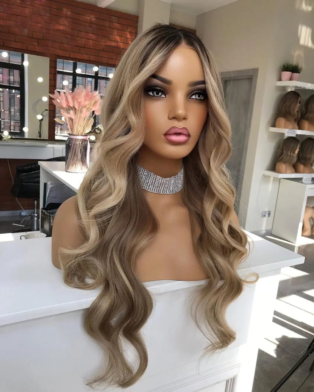 22 Inches / Style#3 HD Lace Highlight Ash Brown Blonde Color Water Wave Virgin Cuticle Aligned European Human Hair Lace Frontal Wigs