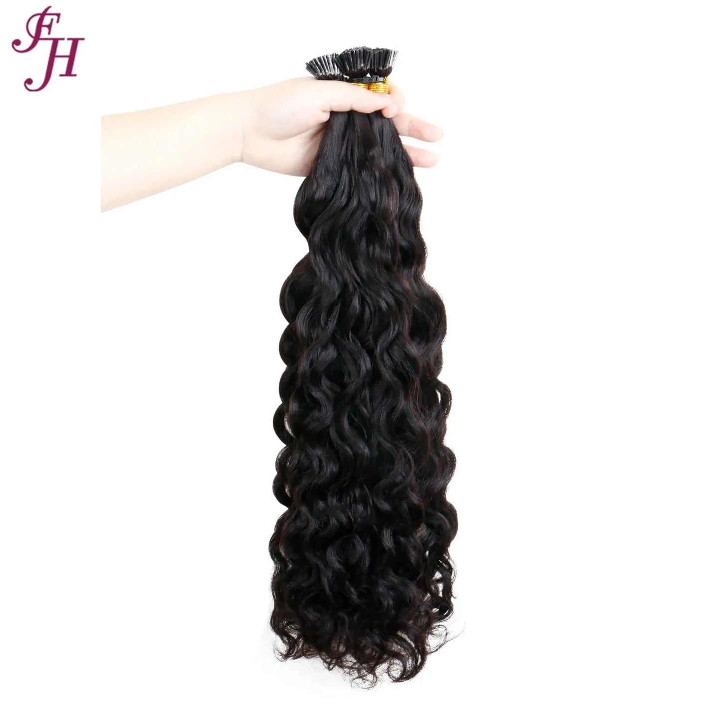 22 Inches / Water wave 150g FH unprocessed raw brazilian hair i tip human hair extension natural black body wave i-tip remy hair extensions