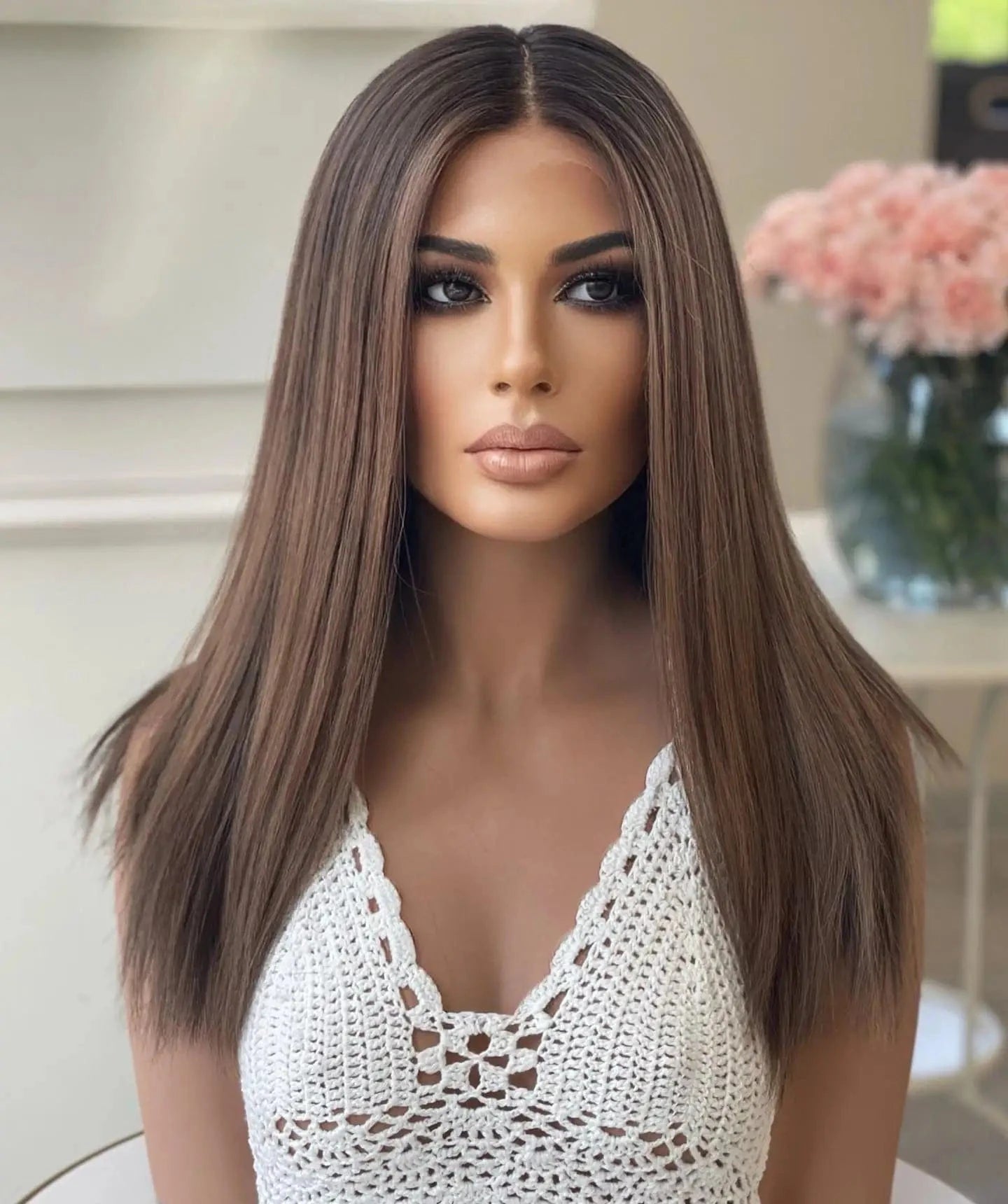 22 Inches / Wig 10 Freedon Unique Pink Red Highlight Medium Density Long Straight Virgin Russian Soft Cuticle Human Hair Swiss Lace Front Wigs