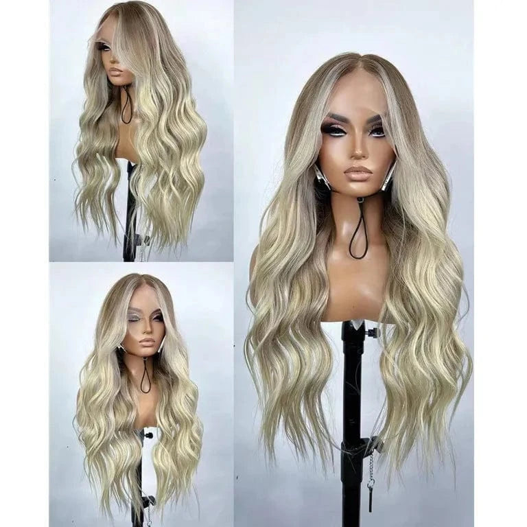 22 Inches / Wig 3 Glueless Quality Wig Cheap Price #4 613 Blonde Highlight Soft Virgin Remy Cuticle Aligned Human Hair Lace Front Wigs For Women