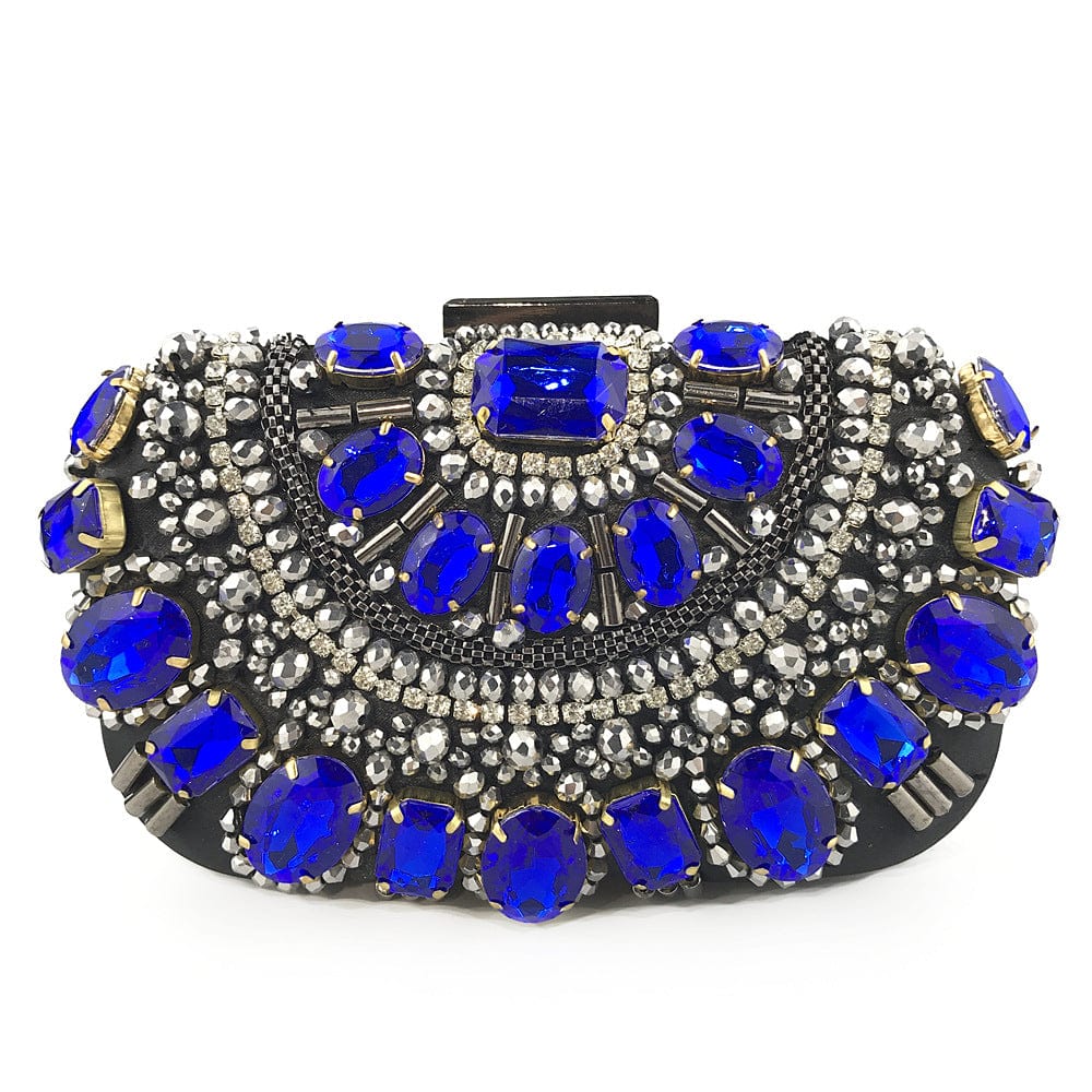 22cm*6cm*13cm / Blue Wholesale Elegant Rhinestone Diamond Purses Handbag Green Female Ladies Crystal Clutch Bag Evening Bags For Women