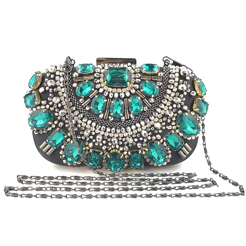 22cm*6cm*13cm / green Wholesale Elegant Rhinestone Diamond Purses Handbag Green Female Ladies Crystal Clutch Bag Evening Bags For Women
