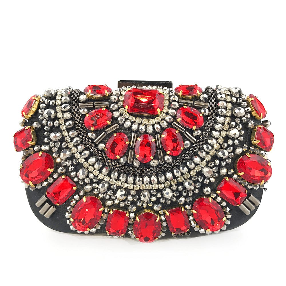 22cm*6cm*13cm / Red Wholesale Elegant Rhinestone Diamond Purses Handbag Green Female Ladies Crystal Clutch Bag Evening Bags For Women