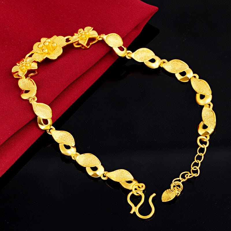 22cm / Gold Gold Bracelet For Women Sand Gold Bracelets Pulseras Charm Flower Chain for Wedding Engagement Fine Jewelry Gifts pulseras mujer