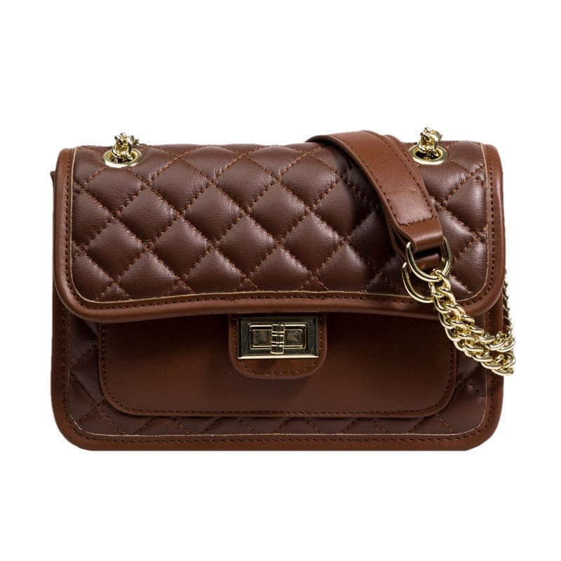 22x15.5x7cm / coffee 2022 New trendy fashion shoulder small square bag rhombic chain cross-body small square bag