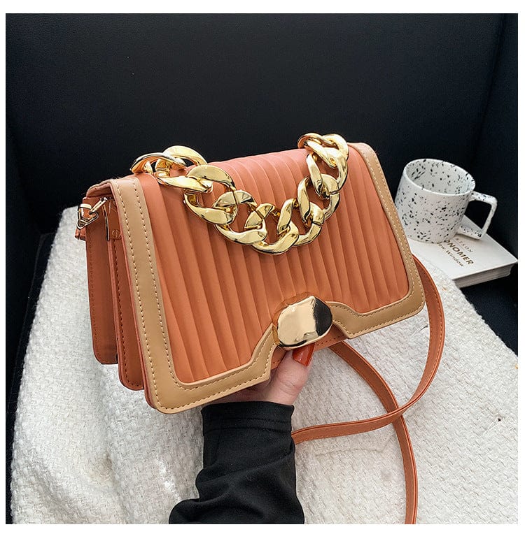 22x15x10cm / orange 2022 Luxury sling handbag lady popular style pu leather new fashion women shoulder bag with chain handle trendy bags