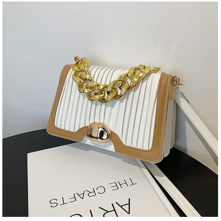 22x15x10cm / White 2022 Luxury sling handbag lady popular style pu leather new fashion women shoulder bag with chain handle trendy bags