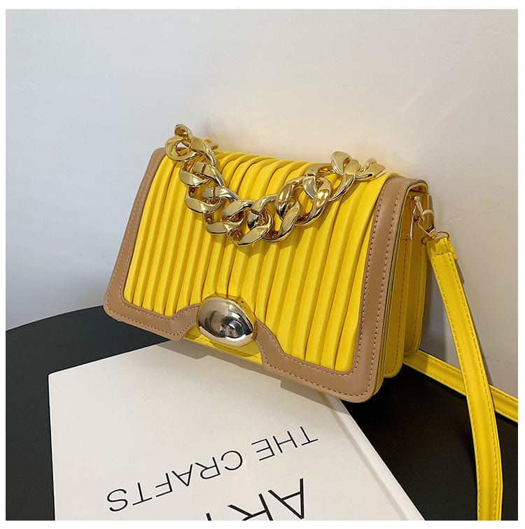 22x15x10cm / Yellow 2022 Luxury sling handbag lady popular style pu leather new fashion women shoulder bag with chain handle trendy bags