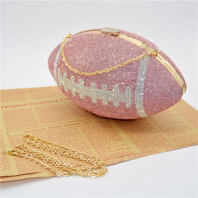 23*13*13CM / Pink Janhe cartera bolsa sac pochette glitter Female Bling Party Basketball Purse bags Shoulder HandBag Rhinestone Football Purse