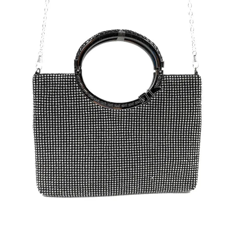 23*24*2cm / Black European And American High-end Banquet Circle Handle Handmade Auger Ladies Bridal Wedding Party Clutch Evening Dinner Bag