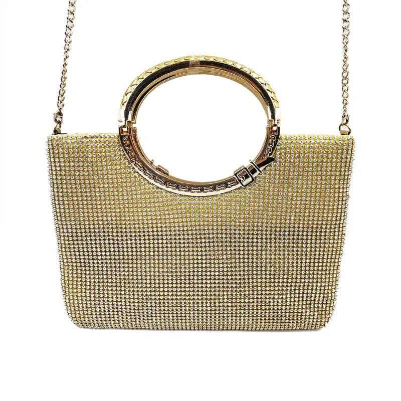 23*24*2cm / Golden European And American High-end Banquet Circle Handle Handmade Auger Ladies Bridal Wedding Party Clutch Evening Dinner Bag