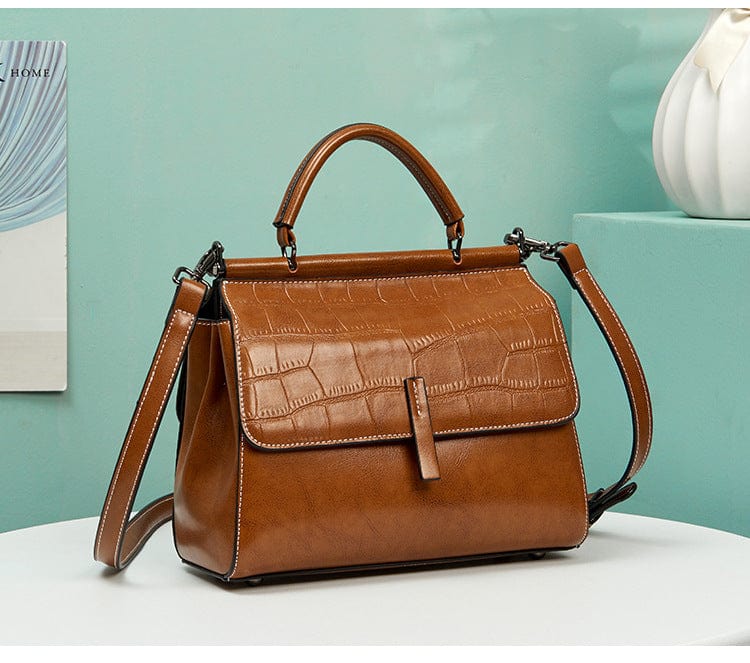 24.5*11.5*20cm / brown Crocodile pattern genuine leather handbags ladies crossbody bag luxury handbags shoulder handbags for women luxury custom logo