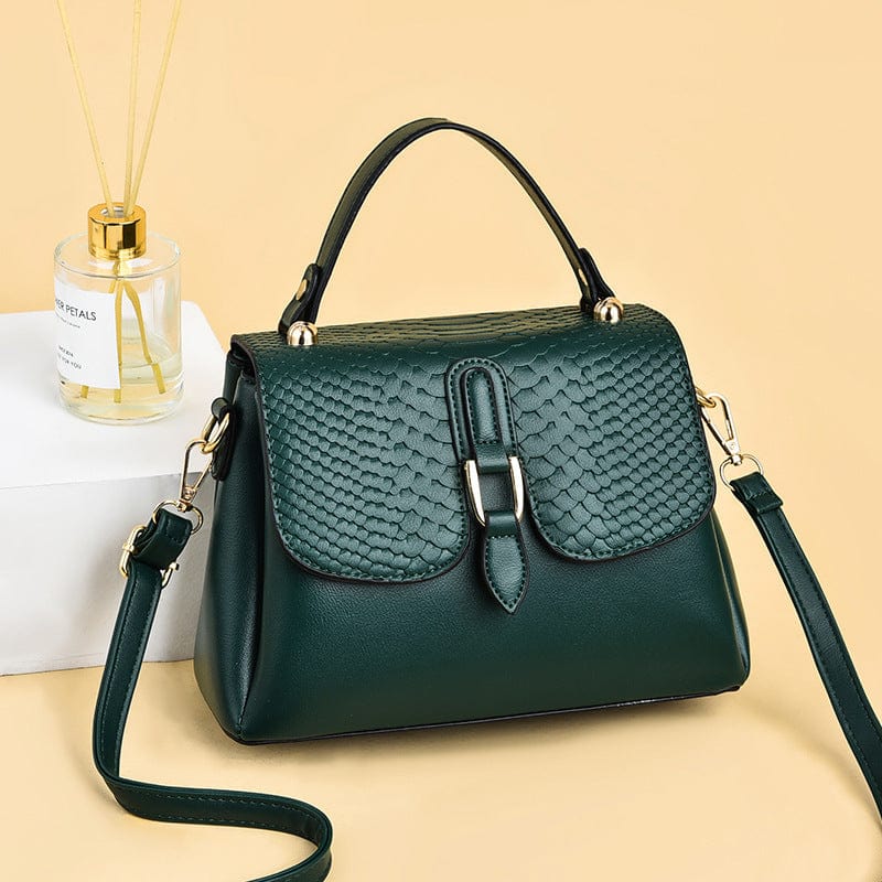 24.5x11x17cm / green 2022 New PU Leather Women Handbag Casual Crocodile Print Tote Shoulder Bags