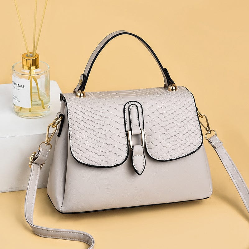 24.5x11x17cm / White 2022 New PU Leather Women Handbag Casual Crocodile Print Tote Shoulder Bags