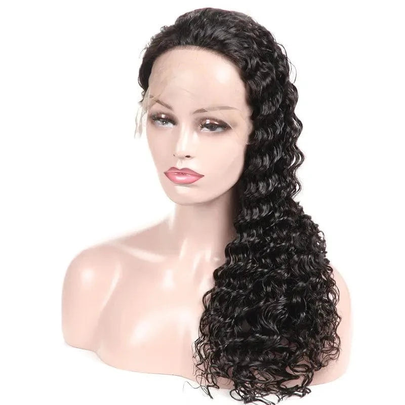 24 Inches / 13x4 Lace Front Wig Transparent Lace 210% Density Deep Wave 13x4 13x6 Transparent Lace Wig Human Hair Lace Front Human Hair Wigs 100% Brazilian Virgin Human Hair Lace Front Wig