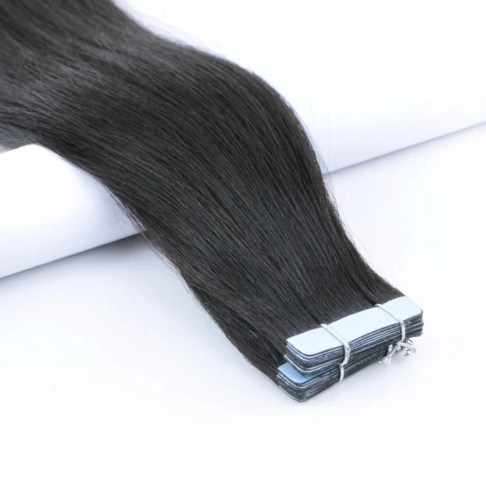 24 Inches / #1B FH Ready To Ship Tape In Hair Extensions 100% Remy Human Hair Double Drawn Natural Invisible Tape Hair Extension