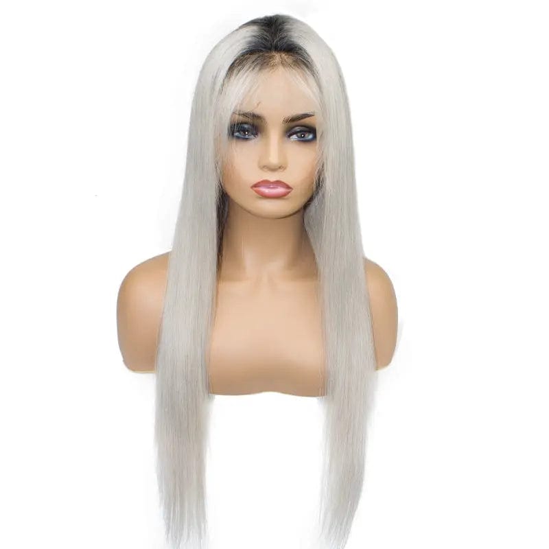 24 Inches / 1b/gray Guarantee hair straight lace frontal color wig 1B/gray Brazilian full cuticle hair wholesale virgin Hair lace frontal good price