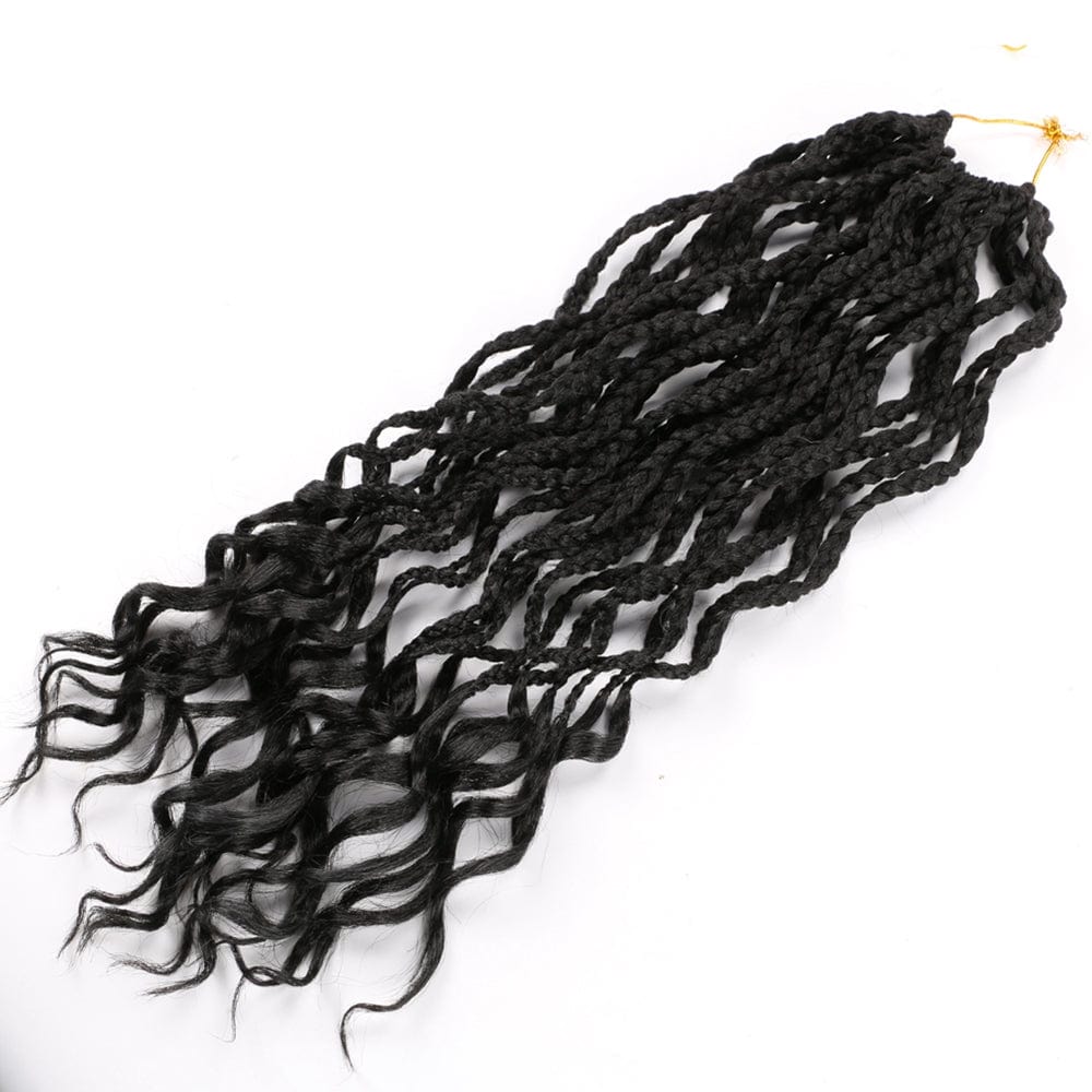 24 Inches / 1B# Hot sell  wholesale wavy senegalese twist hair 3X Box Crotchet Braids 24inch curly box braids