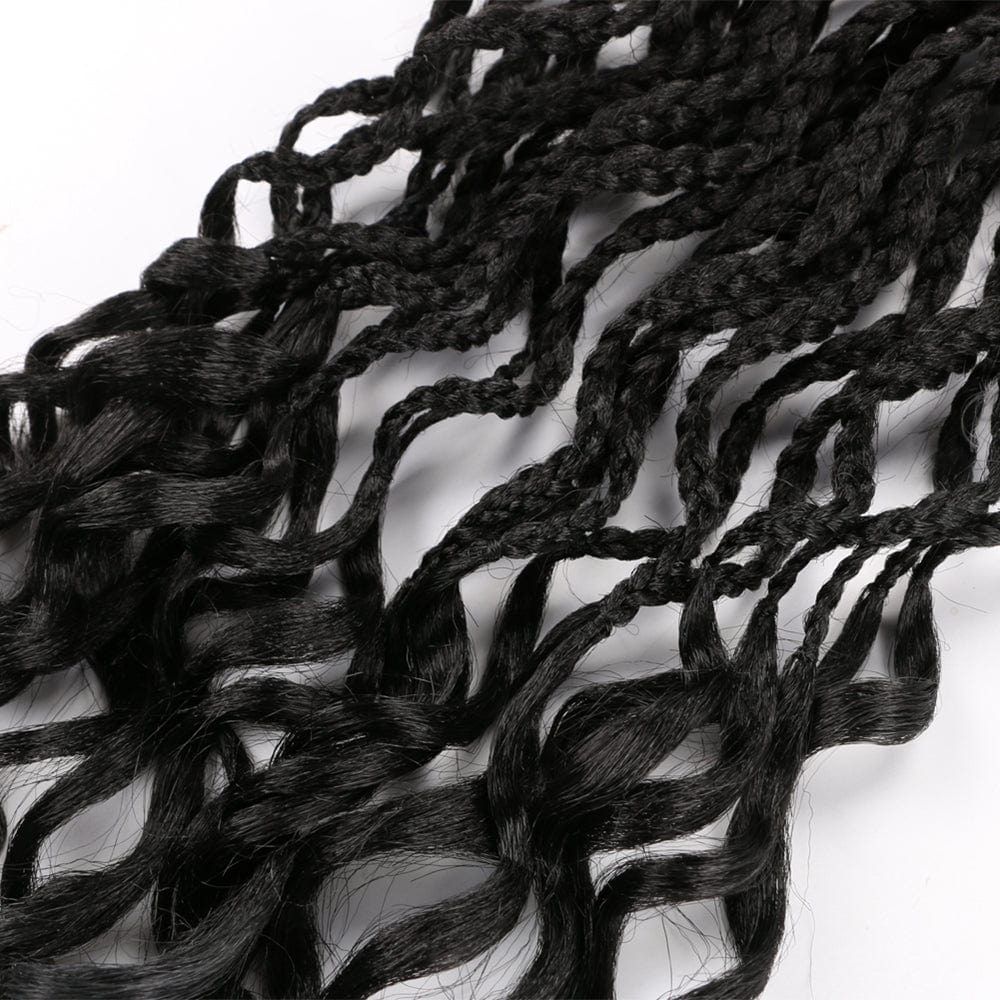 24 Inches / 1B# Hot sell  wholesale wavy senegalese twist hair 3X Box Crotchet Braids 24inch curly box braids