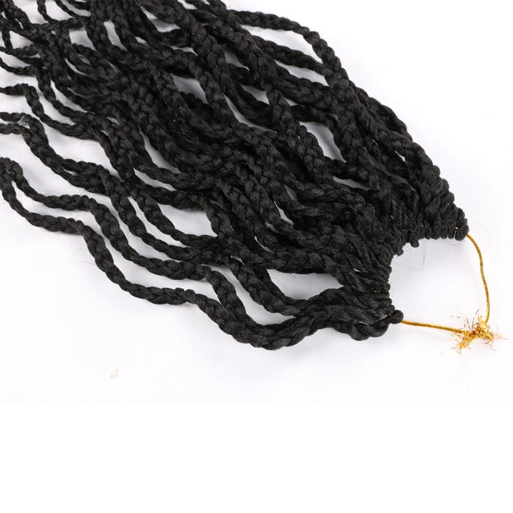 24 Inches / 1B# Hot sell  wholesale wavy senegalese twist hair 3X Box Crotchet Braids 24inch curly box braids