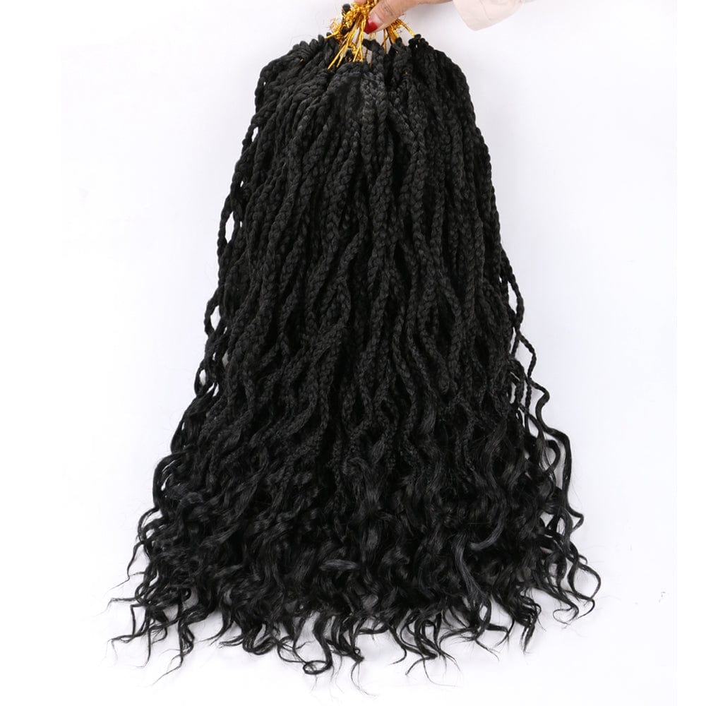 24 Inches / 1B# Hot sell  wholesale wavy senegalese twist hair 3X Box Crotchet Braids 24inch curly box braids