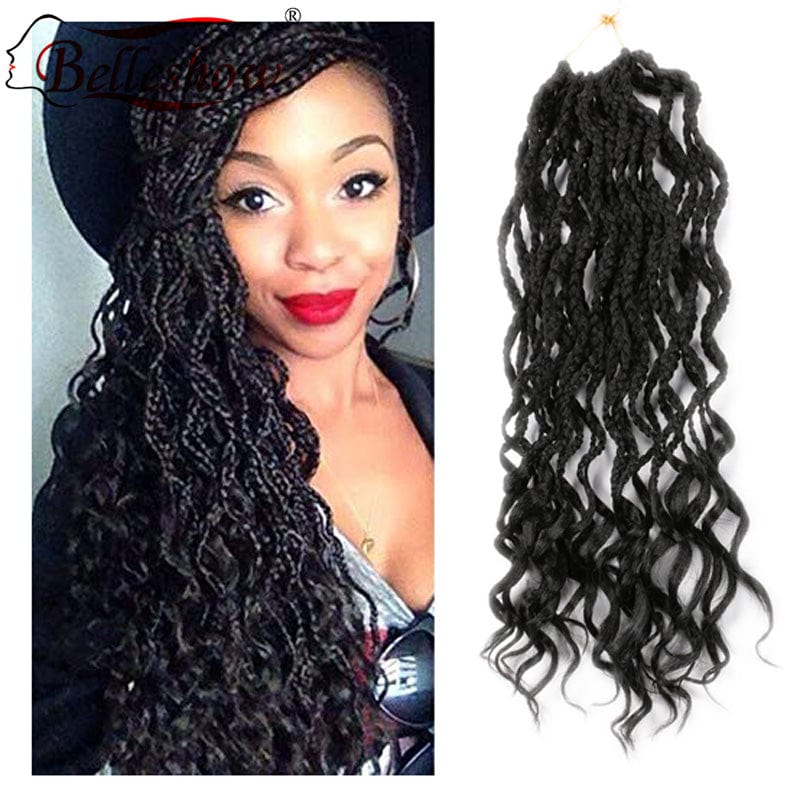 24 Inches / 1B# Hot sell  wholesale wavy senegalese twist hair 3X Box Crotchet Braids 24inch curly box braids