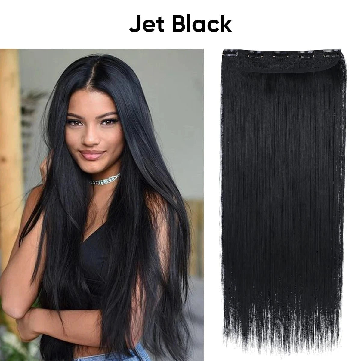 24 Inches / 1B SARLA Wholesale 24" Clip On Hair Extension China Cheap Synthetic Fiber One Piece Ombre Clip Straight Hair Extensions For Girls