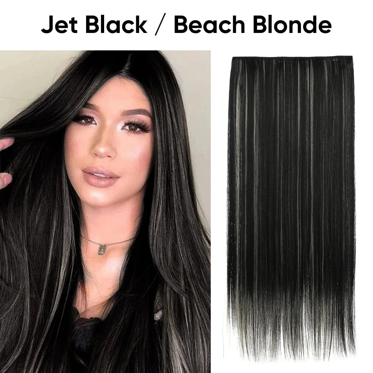 24 Inches / 1BH613 SARLA Wholesale 24" Clip On Hair Extension China Cheap Synthetic Fiber One Piece Ombre Clip Straight Hair Extensions For Girls