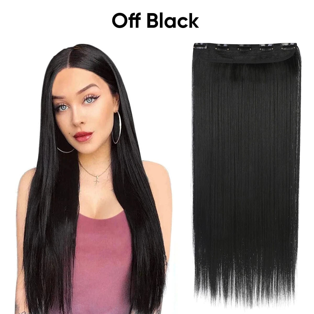 24 Inches / 2# SARLA Wholesale 24" Clip On Hair Extension China Cheap Synthetic Fiber One Piece Ombre Clip Straight Hair Extensions For Girls