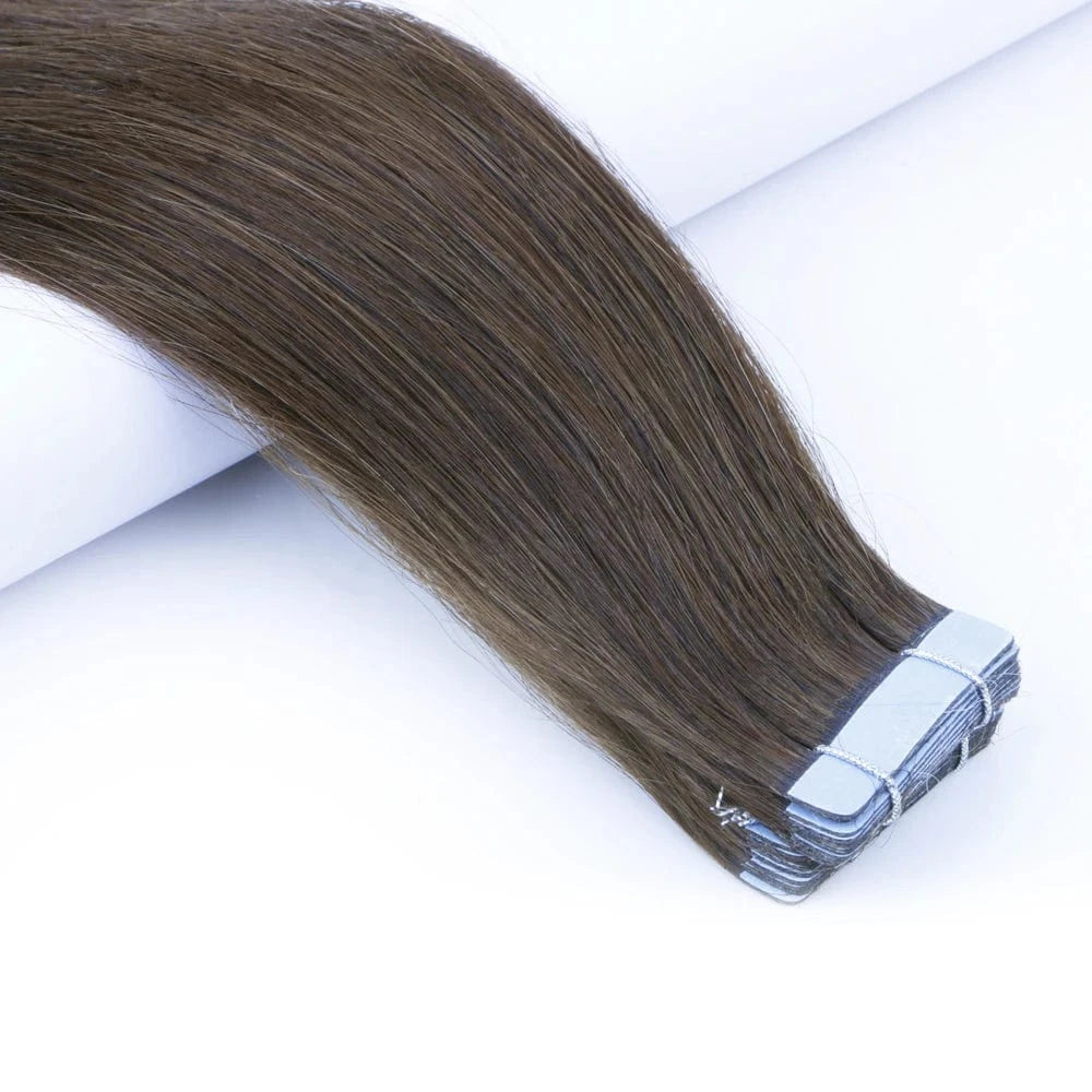 24 Inches / #4 FH hot sell 100% real human hair extensions tape double side hair tape in hair extensions double drawn tape