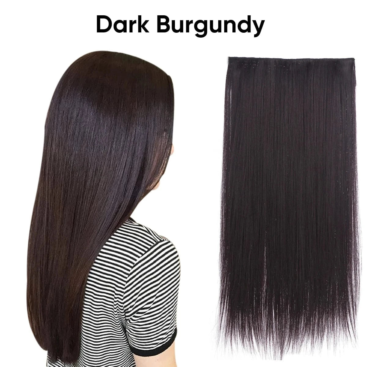 24 Inches / 99J SARLA Wholesale 24" Clip On Hair Extension China Cheap Synthetic Fiber One Piece Ombre Clip Straight Hair Extensions For Girls