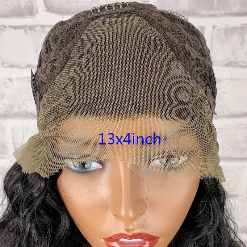 24 Inches / Black Kinky curly water wave lace frontal wigs real cheap human hair,quality lace wig human hair with 13*4 lace