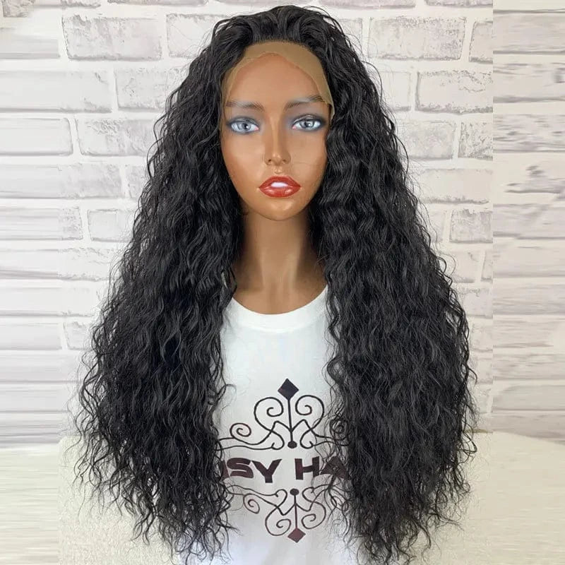 24 Inches / Black Kinky curly water wave lace frontal wigs real cheap human hair,quality lace wig human hair with 13*4 lace