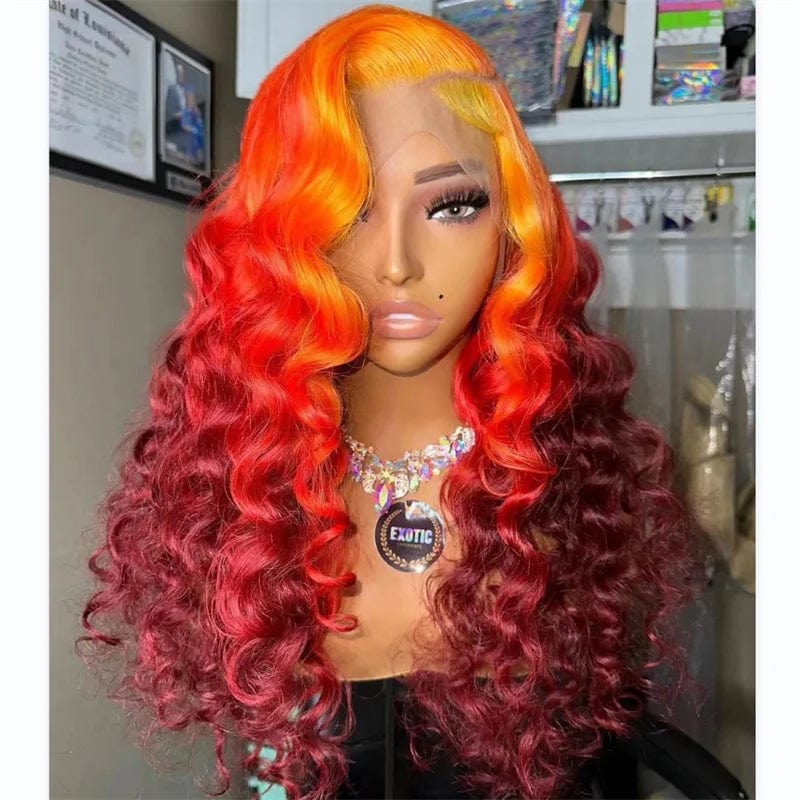 24 Inches / Color 2 Ombre Colored Loose Wave 13X4 Transparent HD Lace Front Human Hair Wigs 613 Blonde Colored Wigs For Women Pre Plucked Lace Wig