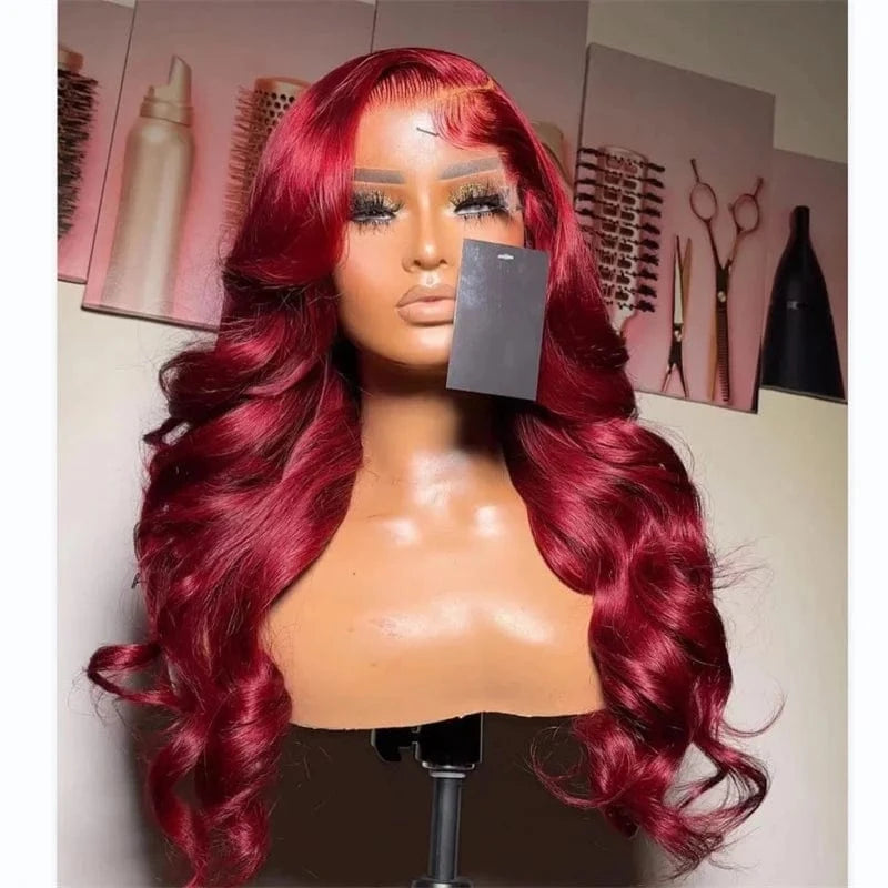 24 Inches / Color 4 12A Ombre Reddish Brown Wavy Human Hair Wigs For Women Glueless Brazilian Human Hair 13x4 Lace Front Wigs Preplucked 150 Density