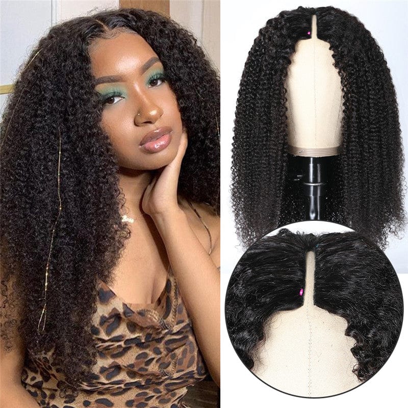 24 Inches / Curly Indian Glueless No Leave Out Double Weft Hair Extension Raw Cuticle Aligned Burmese Kinky Curly Human Hair Perruques V Part Wig