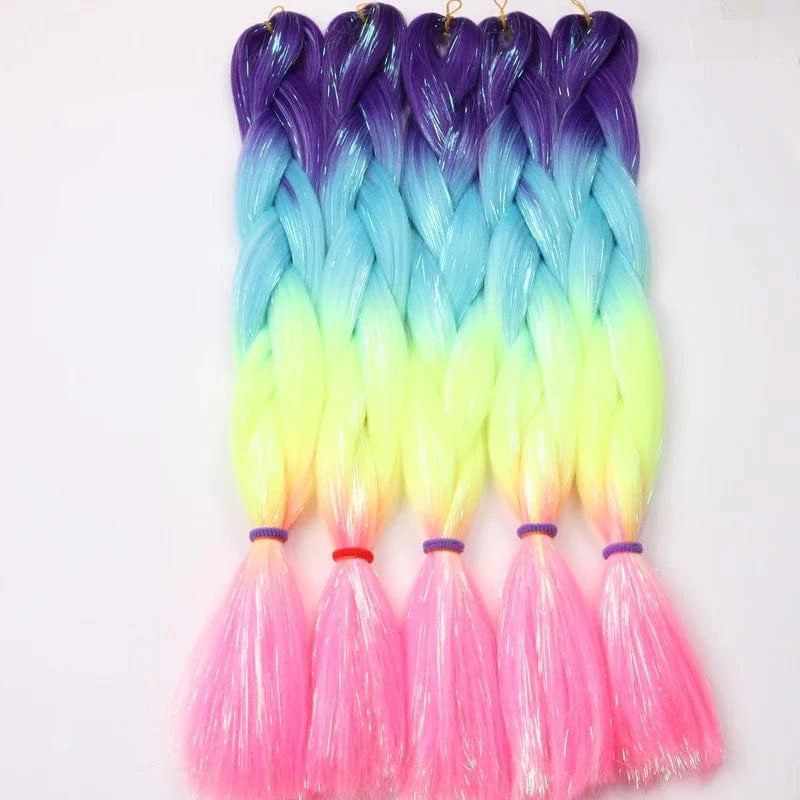 24 Inches / green cheap colorful heat resistant hair tinsel extension glitter sparkle shiny tinsel women girls hair extensions