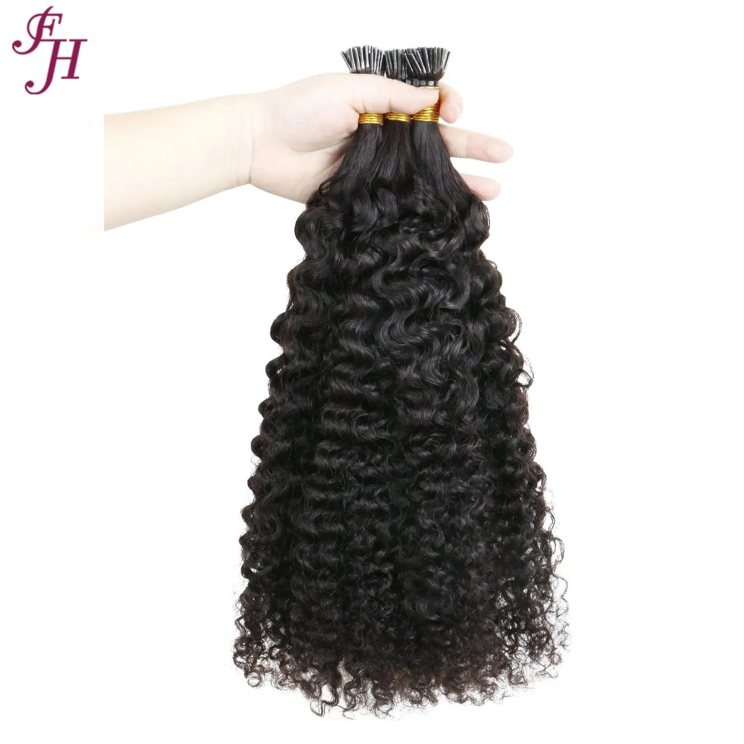24 Inches / Kinky curly 150g FH unprocessed raw brazilian hair i tip human hair extension natural black body wave i-tip remy hair extensions