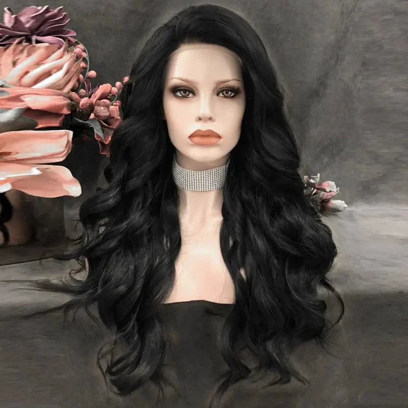 24 Inches / N15-1-raise Celebrity Wig Lace Front Wigs Matte Heat Resistant Fiber Same Human Hair Lace Front Wigs in Body Wavy Texture