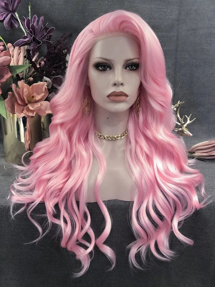 24 Inches / N15-3100B-raise Celebrity Wig Lace Front Wigs Matte Heat Resistant Fiber Same Human Hair Lace Front Wigs in Body Wavy Texture