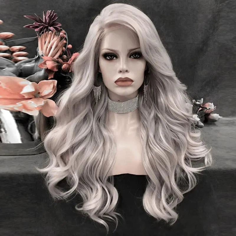 24 Inches / N15-T4503/1001 Celebrity Wig Lace Front Wigs Matte Heat Resistant Fiber Same Human Hair Lace Front Wigs in Body Wavy Texture