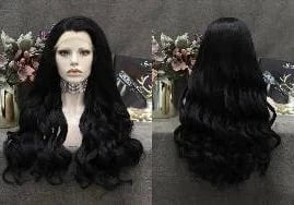 24 Inches / N7-1-raise Celebrity dark root ombre blue colorful wig heat resistant fiber synthetic lace front wig suit for cosplay drag queen