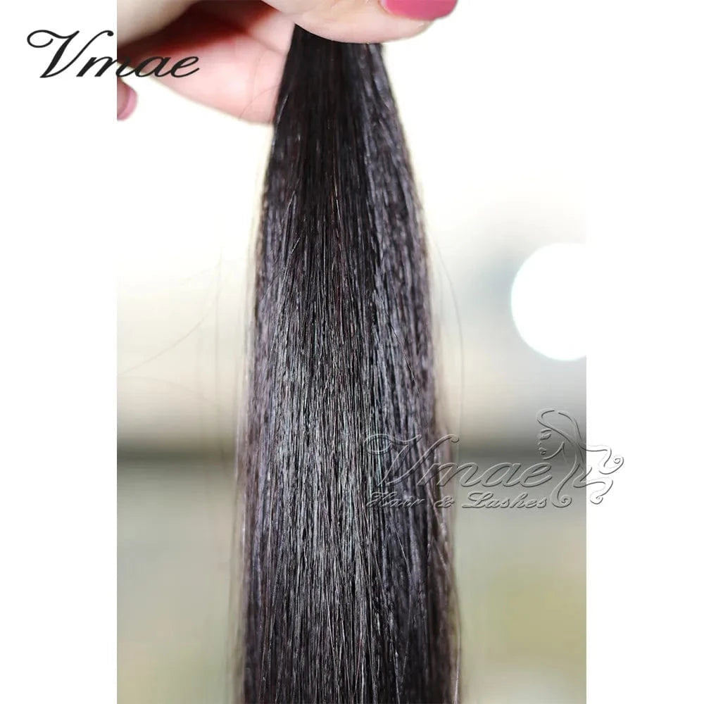 24 Inches / Natural Black #1B VMAE 100g Cuticle Aligned #1 #1b #2 #4 Bone Straight Double Drawn Raw Virgin Keratin Stick I Tip Human Hair Extensions Wholesale