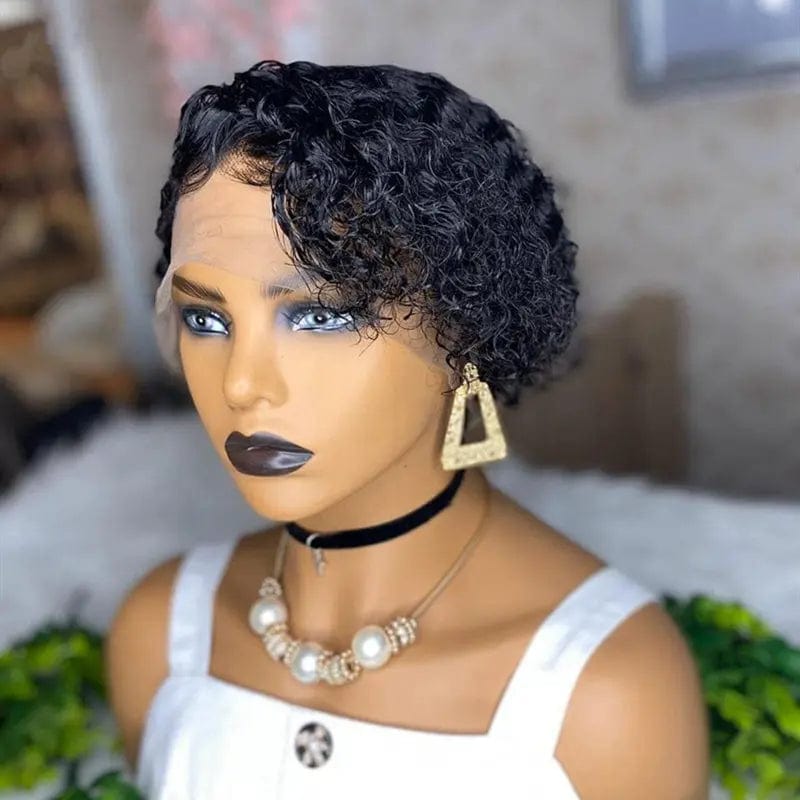 24 Inches / Natural Color Natural Color Bob Curly Swiss Lace Wigs Brazilian Virgin 100% Remy Human Hair 13*4 Lace Front Wig