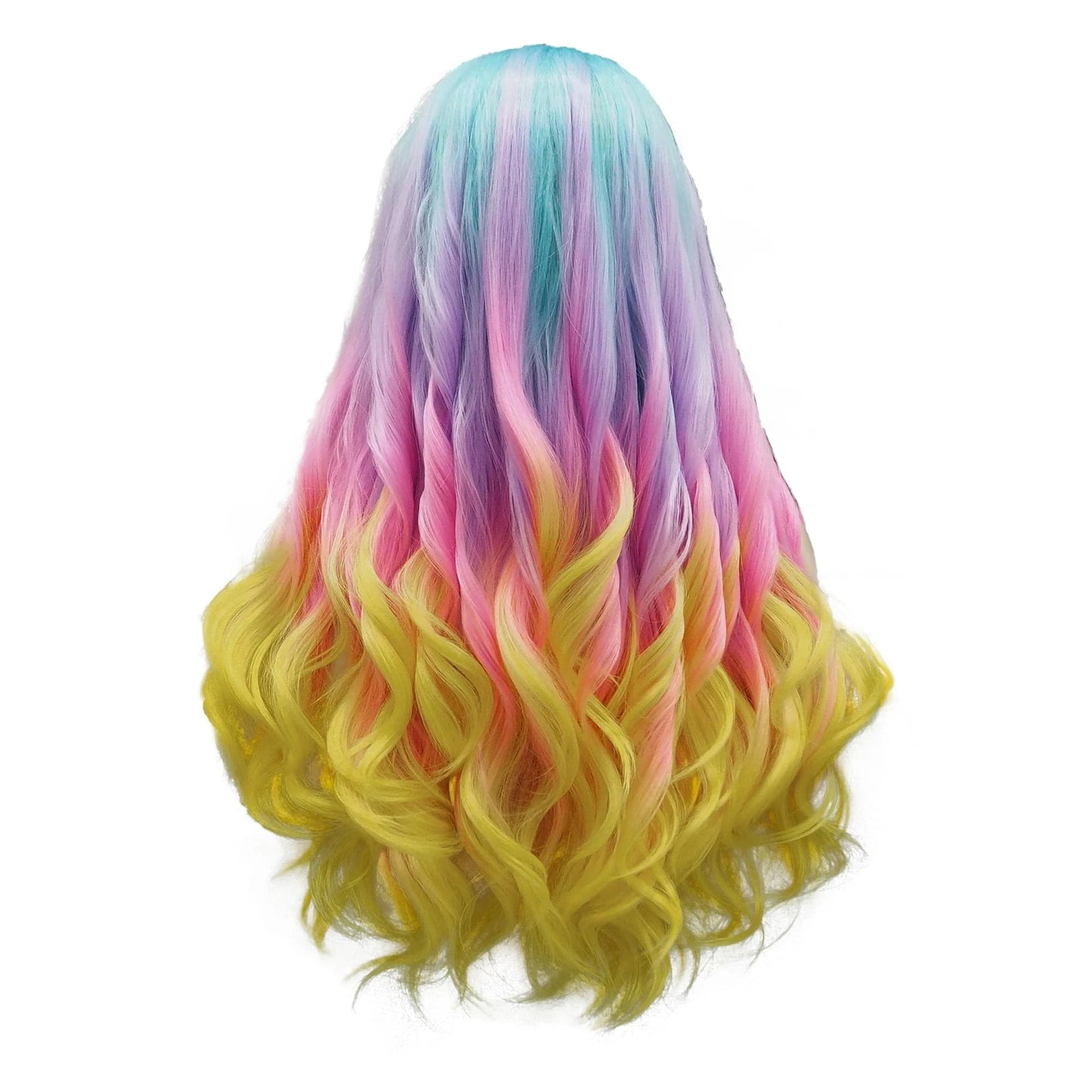 24 Inches / NQ6-C209-GL Wholesale Heat Resistant 24inch Long waves multicolor Fiber Cosplay Luxury Synthetic Lace Front Wig For Women Grag Wigs