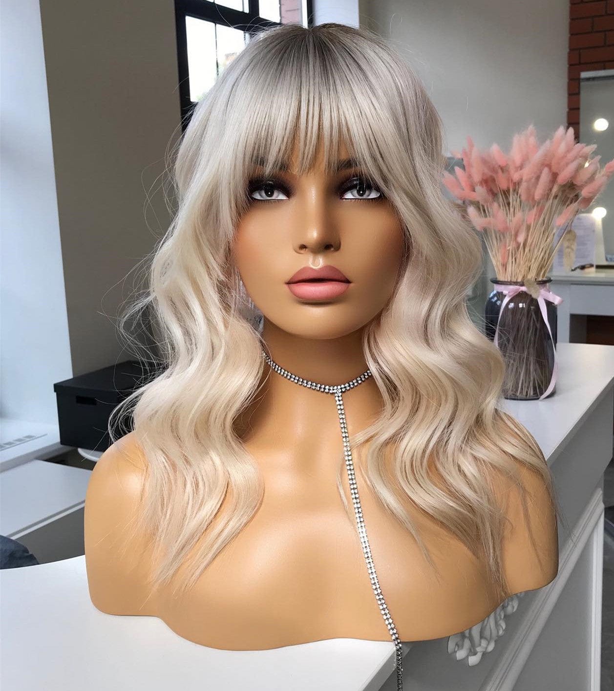 24 Inches / Style#3 Single Donor Brazilian Human Hair Linen Grey Color Cuticle Aligned Invisible Knots Lace Front BobWig With Bangs