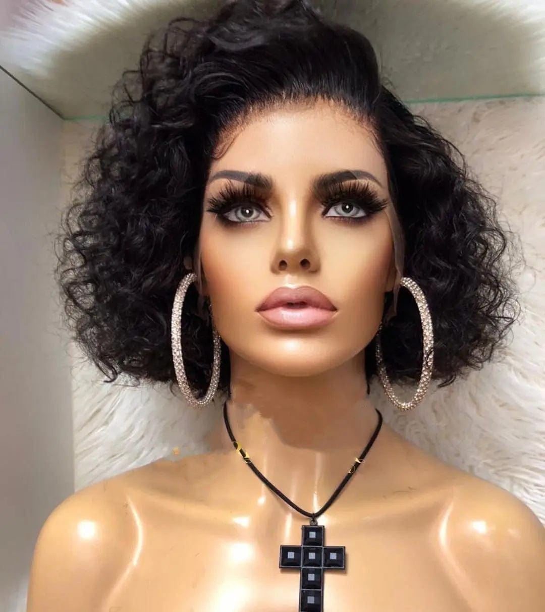 24 Inches / # Style 7 130%density Boom Afro Kinky Curly Full Human Hair 99J Color Wig