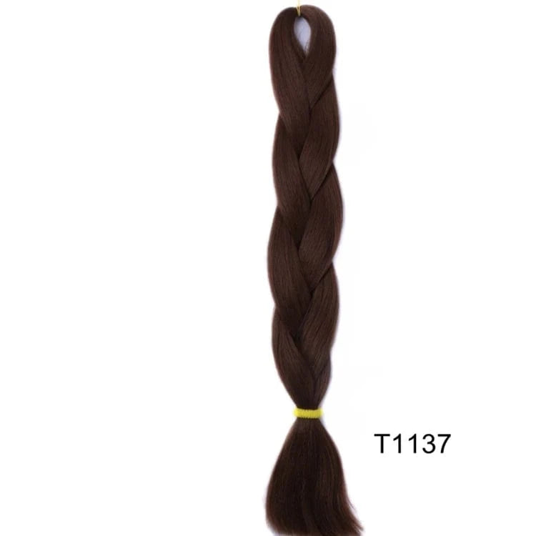 24 Inches / T1137 Jumbo Braids 24inch Crochet Braid Synthetic Braiding Hair Extension for Women 10 Packs Brown Blonde Pink Blue Soft Texture